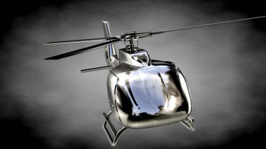 karanlık bir backgr metalik yansıtıcı helikopterle 3D render