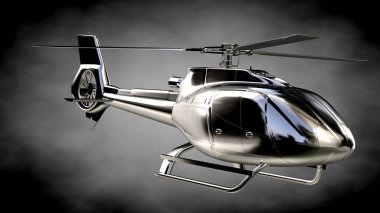 karanlık bir backgr metalik yansıtıcı helikopterle 3D render