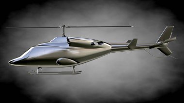 karanlık bir backgr metalik yansıtıcı helikopterle 3D render