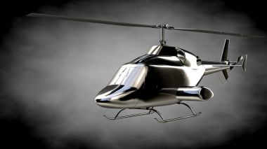 karanlık bir backgr metalik yansıtıcı helikopterle 3D render