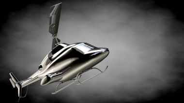 karanlık bir backgr metalik yansıtıcı helikopterle 3D render