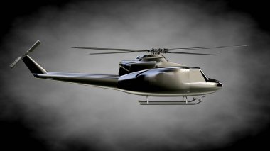 karanlık bir backgr metalik yansıtıcı helikopterle 3D render