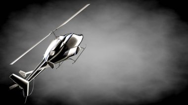 karanlık bir backgr metalik yansıtıcı helikopterle 3D render