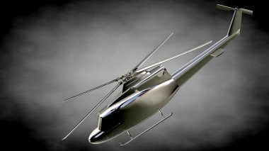 karanlık bir backgr metalik yansıtıcı helikopterle 3D render