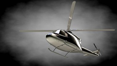 karanlık bir backgr metalik yansıtıcı helikopterle 3D render