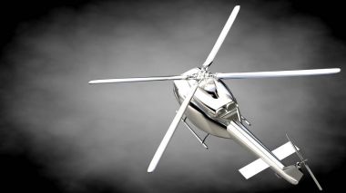 karanlık bir backgr metalik yansıtıcı helikopterle 3D render