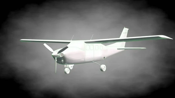 3D-weergave van een reflecterende vliegtuig met groene geschetste lijnen — Stockfoto
