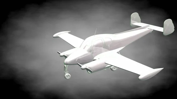 3D візуалізація відбиваючого літака з зеленими викладеними лініями — стокове фото
