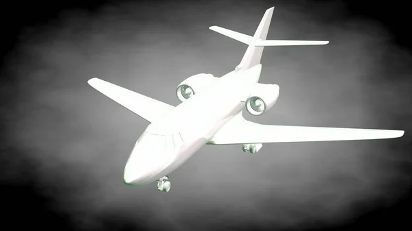 3D візуалізація відбиваючого літака з зеленими викладеними лініями — стокове фото