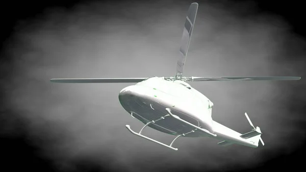 3D-rendering av en reflekterande helikopter med gröna beskrivs lin — Stockfoto