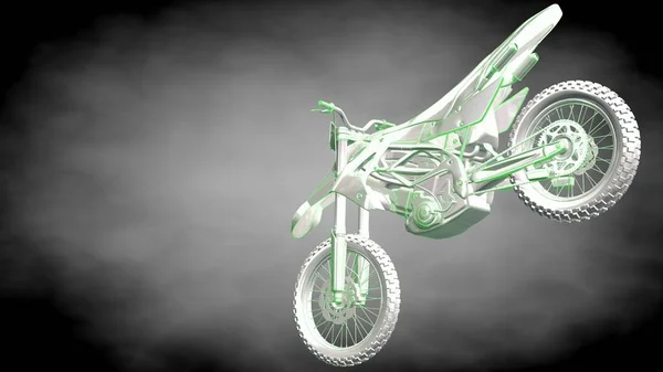3D візуалізація відбиваючого двигуна з зеленими викладеними лініями як — стокове фото