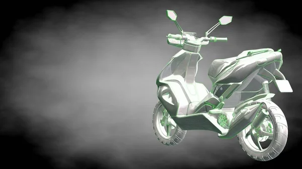 3D-weergave van een reflecterende motor met groene geschetste lijnen als — Stockfoto
