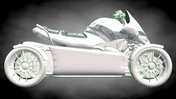 3d representación de un motor reflectante con líneas perfiladas verdes como — Foto de Stock