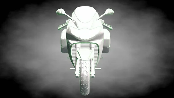 3D-weergave van een reflecterende motor met groene geschetste lijnen als — Stockfoto