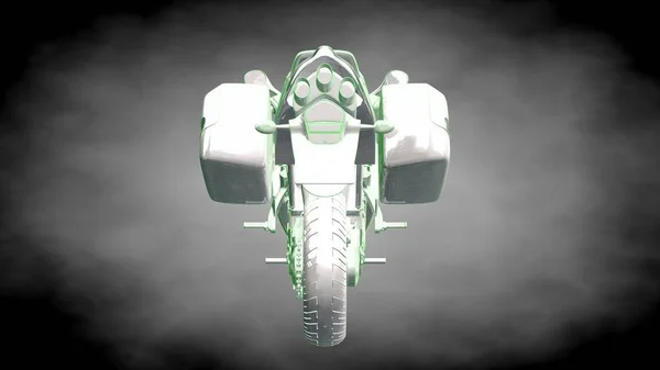 3D-рендеринг отражающего двигателя с зелеными линиями в виде — стоковое фото