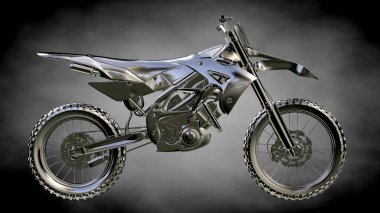 karanlık bir arka plan üzerinde metalik bir yansıtıcı motor 3D render