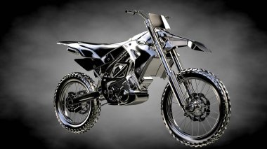 karanlık bir arka plan üzerinde metalik bir yansıtıcı motor 3D render