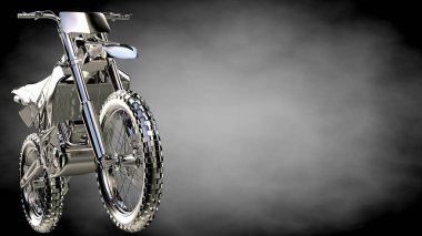 karanlık bir arka plan üzerinde metalik bir yansıtıcı motor 3D render