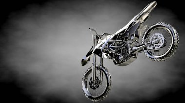 karanlık bir arka plan üzerinde metalik bir yansıtıcı motor 3D render