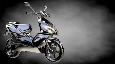karanlık bir arka plan üzerinde metalik bir yansıtıcı motor 3D render