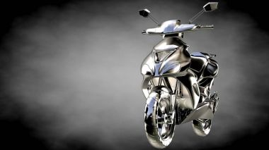 karanlık bir arka plan üzerinde metalik bir yansıtıcı motor 3D render