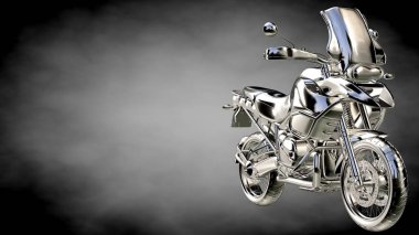 karanlık bir arka plan üzerinde metalik bir yansıtıcı motor 3D render