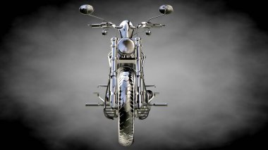 karanlık bir arka plan üzerinde metalik bir yansıtıcı motor 3D render