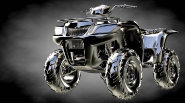 karanlık bir arka plan üzerinde metalik bir yansıtıcı motor 3D render