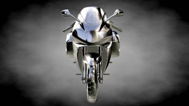 karanlık bir arka plan üzerinde metalik bir yansıtıcı motor 3D render