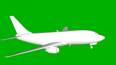 bir uçağın yeşil bir arka plan üzerinde beyaz 3d render izole