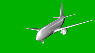bir uçağın yeşil bir arka plan üzerinde beyaz 3d render izole