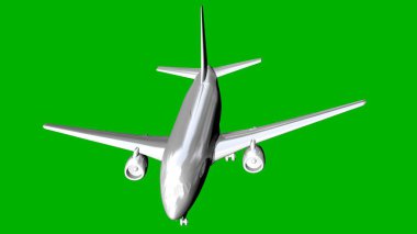 bir uçağın yeşil bir arka plan üzerinde beyaz 3d render izole