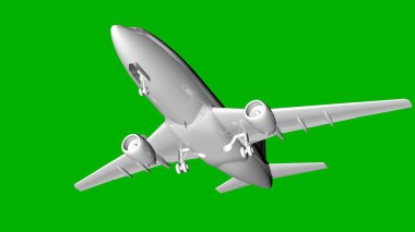 bir uçağın yeşil bir arka plan üzerinde beyaz 3d render izole
