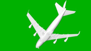 bir uçağın yeşil bir arka plan üzerinde beyaz 3d render izole