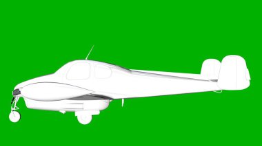 bir uçağın yeşil bir arka plan üzerinde beyaz 3d render izole