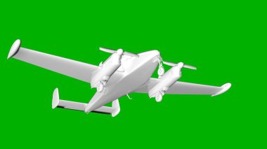 bir uçağın yeşil bir arka plan üzerinde beyaz 3d render izole
