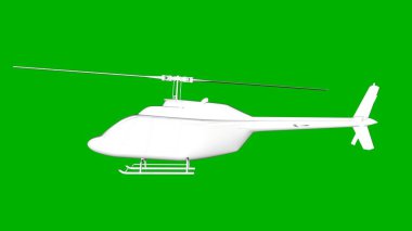 bir helikopter üzerinde yeşil bir adam beyaz 3d render izole