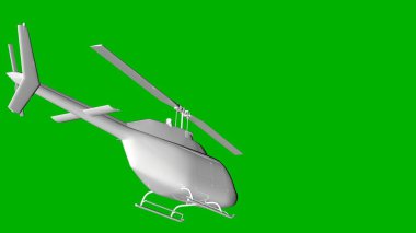 bir helikopter üzerinde yeşil bir adam beyaz 3d render izole