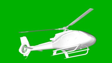bir helikopter üzerinde yeşil bir adam beyaz 3d render izole