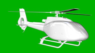 bir helikopter üzerinde yeşil bir adam beyaz 3d render izole