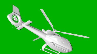 bir helikopter üzerinde yeşil bir adam beyaz 3d render izole