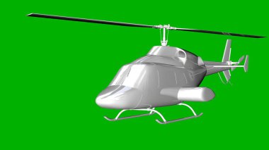 bir helikopter üzerinde yeşil bir adam beyaz 3d render izole