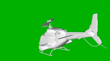 bir helikopter üzerinde yeşil bir adam beyaz 3d render izole