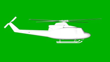 bir helikopter üzerinde yeşil bir adam beyaz 3d render izole