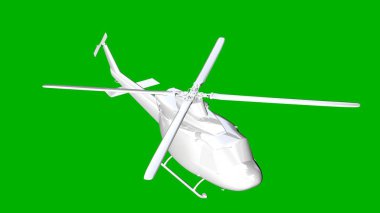 bir helikopter üzerinde yeşil bir adam beyaz 3d render izole