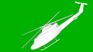 bir helikopter üzerinde yeşil bir adam beyaz 3d render izole