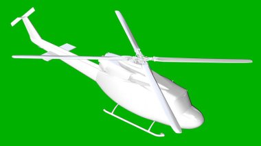 bir helikopter üzerinde yeşil bir adam beyaz 3d render izole
