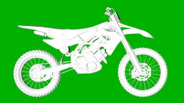 bir motor yeşil bir arka plan üzerinde beyaz 3d render izole