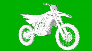 bir motor yeşil bir arka plan üzerinde beyaz 3d render izole