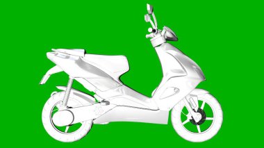 bir motor yeşil bir arka plan üzerinde beyaz 3d render izole